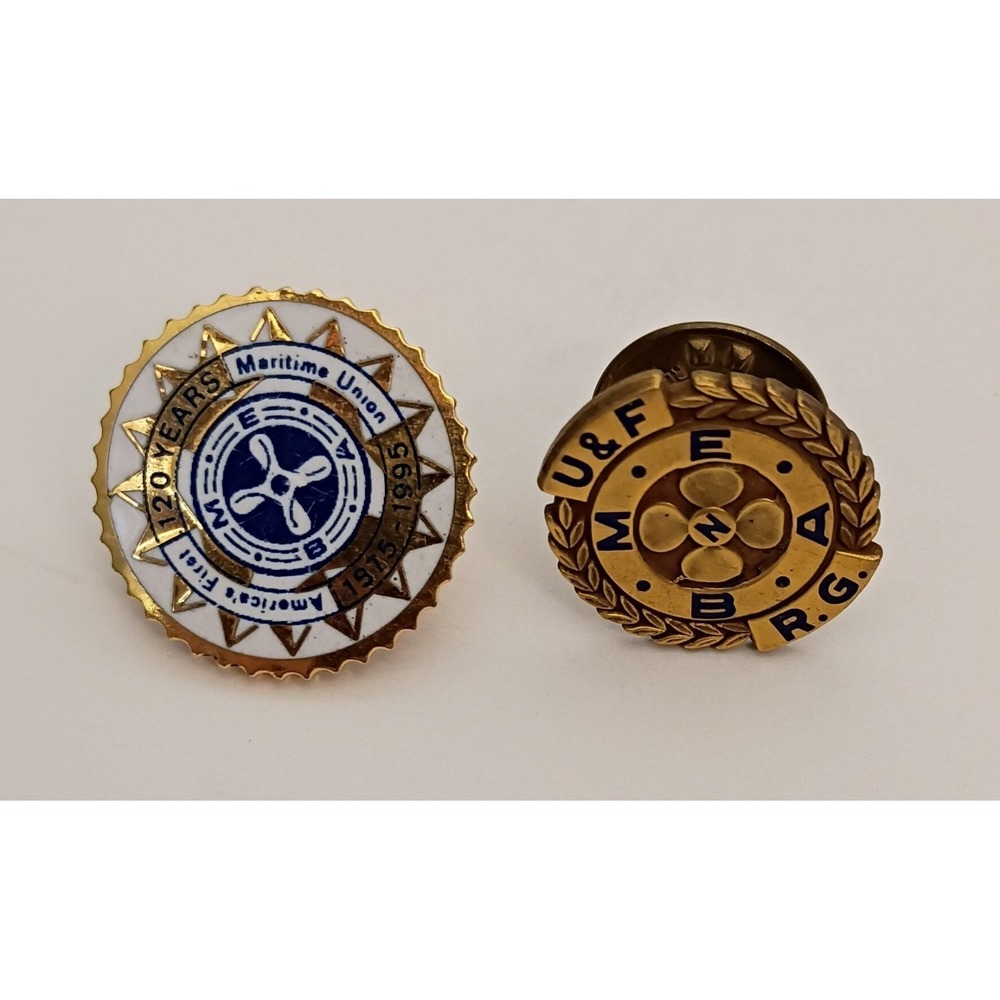 M.E.B.A. Lapel Pins, Lot of 2, 120 Years Marine Engeneers' Beneficial Assn
